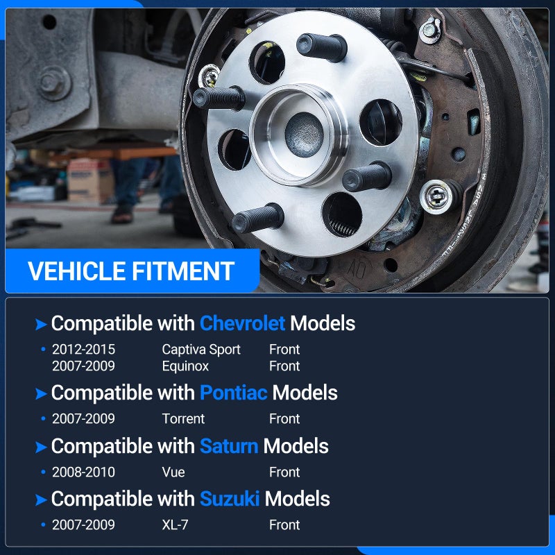Autoround 513276 Front Wheel Bearing and Hub Assembly Fit for Chevy Equinox 07-09/ Captiva Sport 12-15, Saturn Vue 08-10, 07-09 Pontiac Torrent/Suzuki XL-7, 5 Lug w/ABS - Image 2